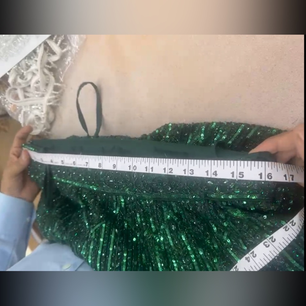 Emerald Green Sequin Lehenga Set - Picture 5 of 8